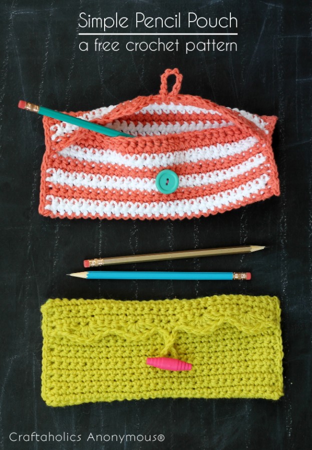 Simple crochet pencil pouch - great back to school project!