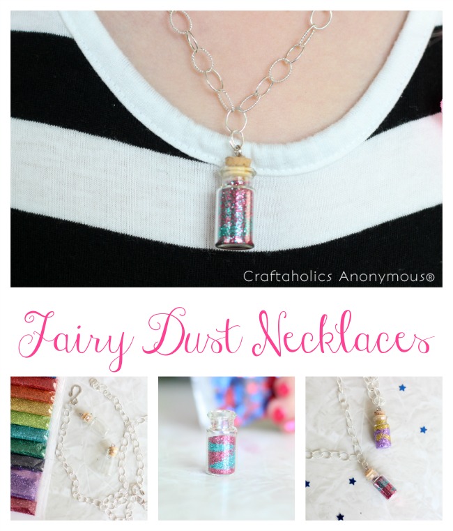 How to make these fun fairy dust necklaces! Perfect party favor!