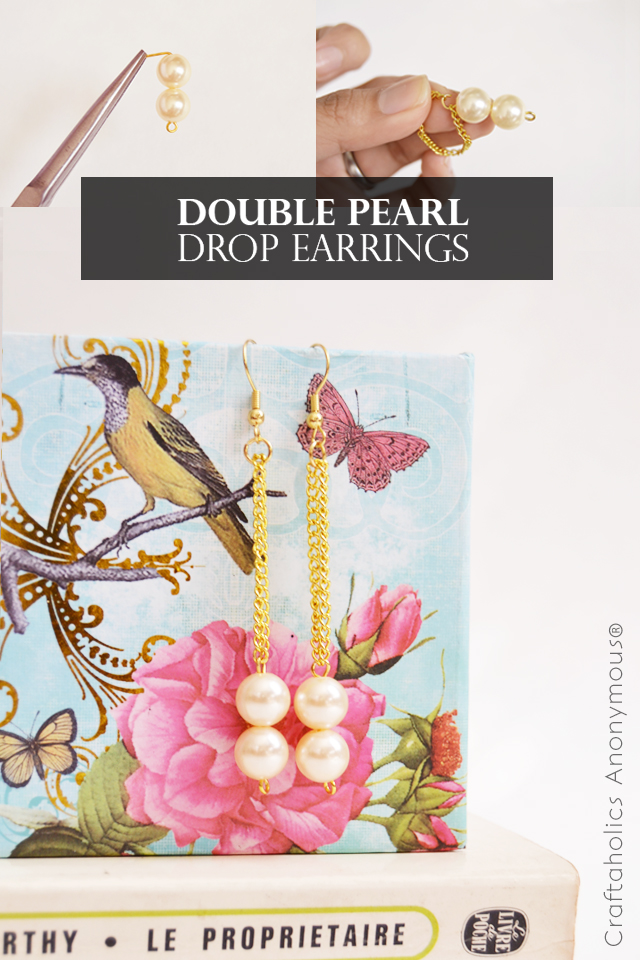 DIY double pearl drop earrings tutorial. Easy to make and they go with everything. Love the gold!