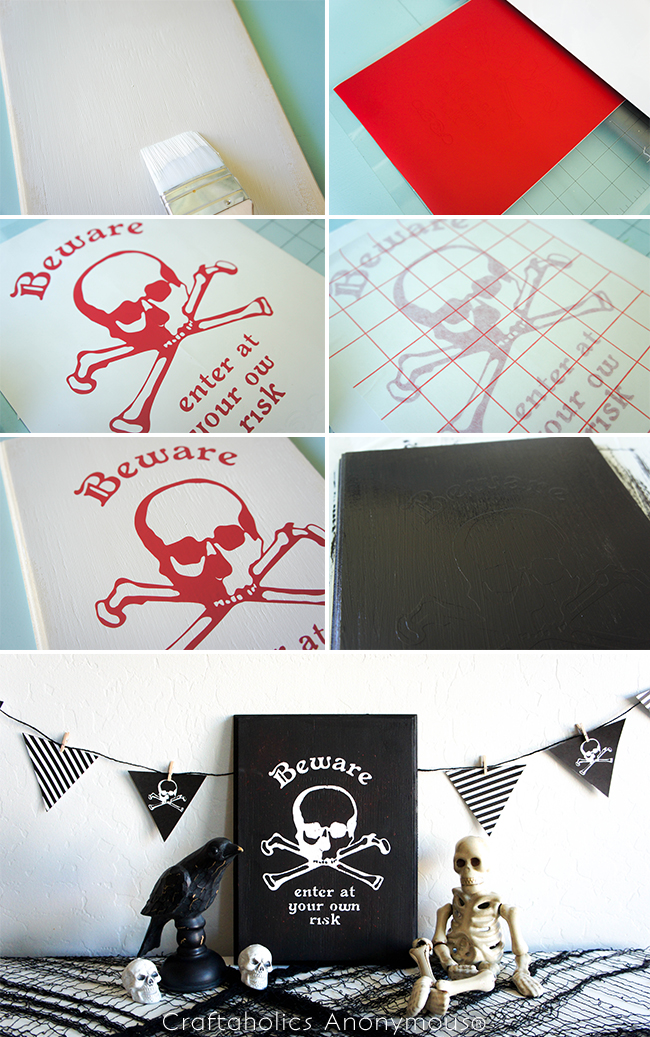 BEWARE Halloween Sign on www.craftaholicsanonymous.com #halloween #silhouettecameo