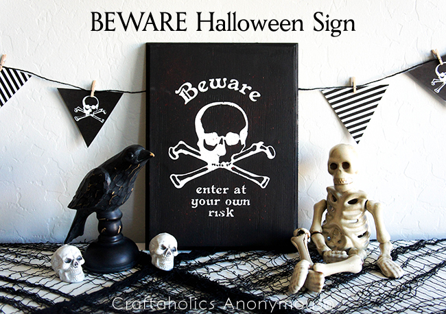 BEWARE Halloween Sign on www.craftaholicsanonymous.com #halloween #silhouettecameo