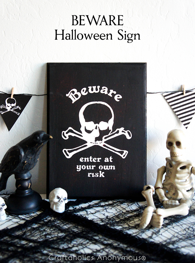 BEWARE Halloween Sign on www.craftaholicsanonymous.com #halloween #silhouettecameo