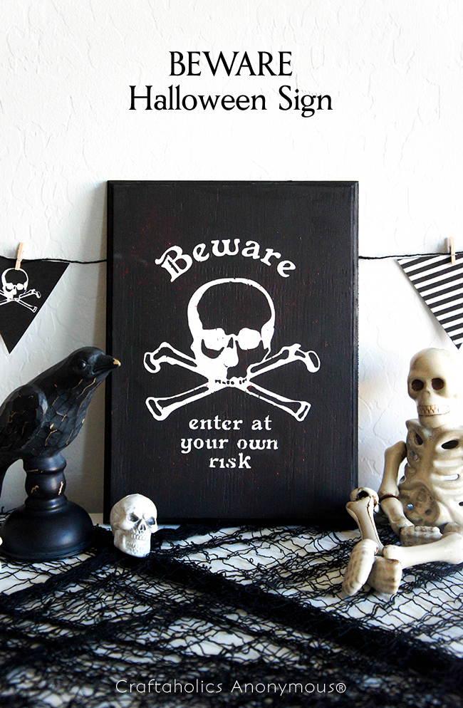 BEWARE Halloween Sign on www.craftaholicsanonymous.com #halloween #silhouettecameo
