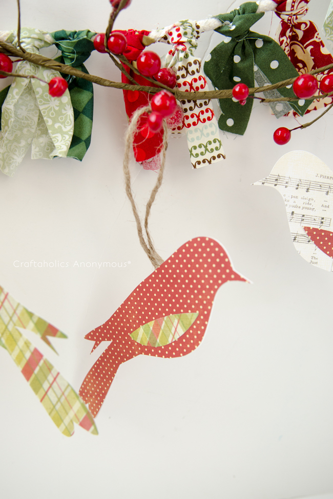 Pretty paper bird Ornaments. Simple, easy and great for kids to make too!