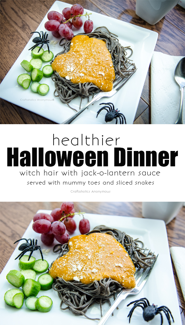 Healthy Halloween Dinner idea. Very colorful and easy to make! Halloween food