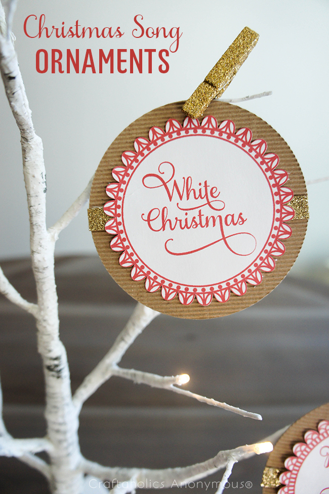 Beautiful Handmade Christmas Song Ornaments. Download the free printable!