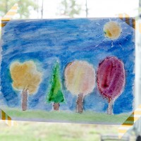 fall kid craft - watercolor art