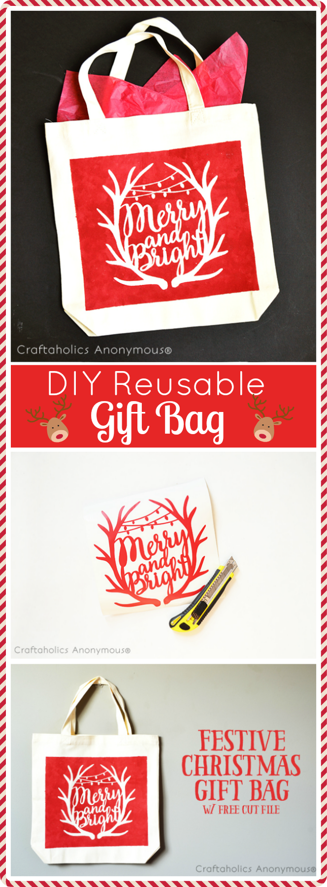 diy reusable gift bag. Make custom Christmas Gift bags!