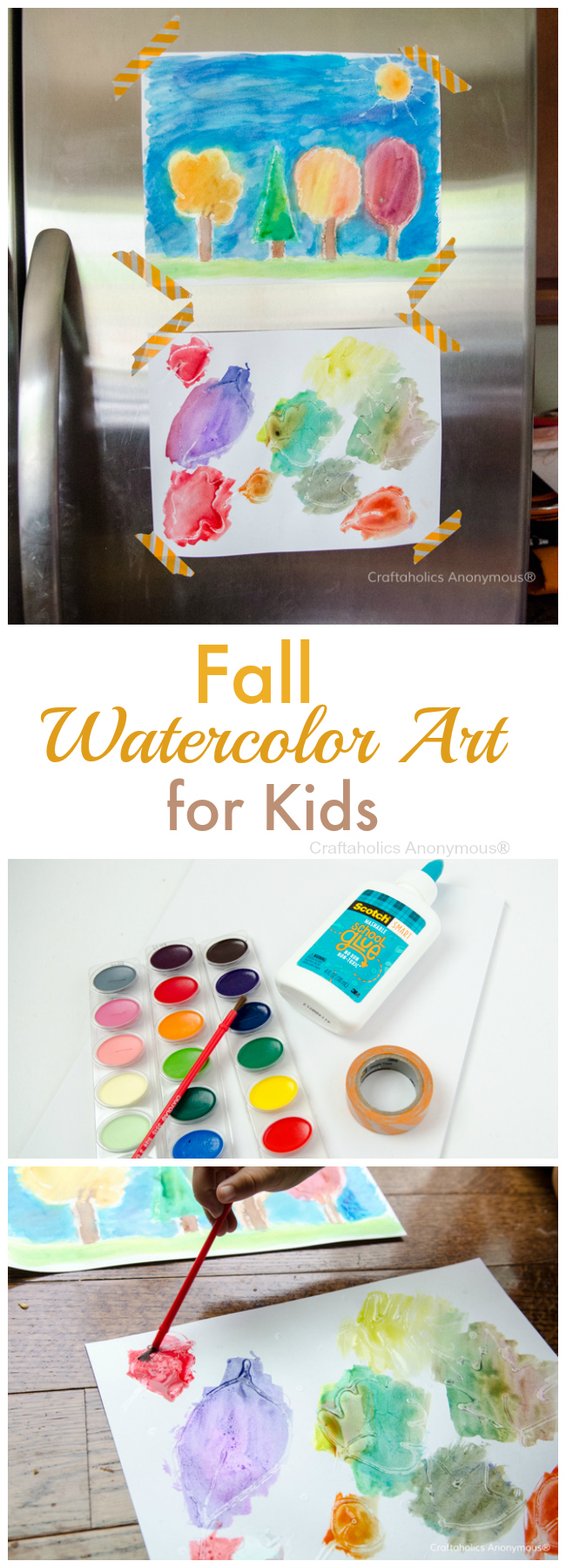fall watercolor art for kids. fun, easy fall craft idea!