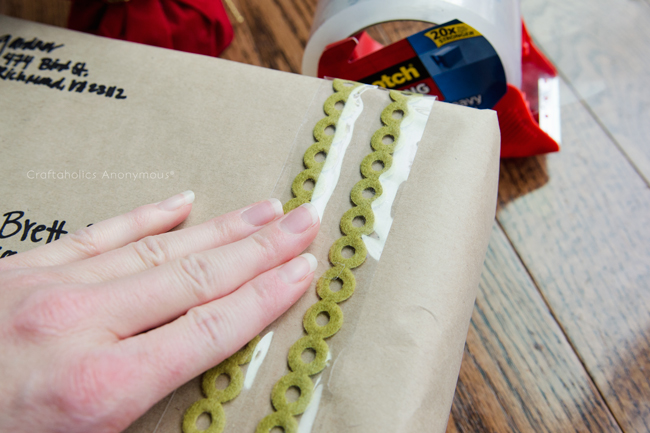 Add trim or lace on your tape before putting on packages for a festive touch.