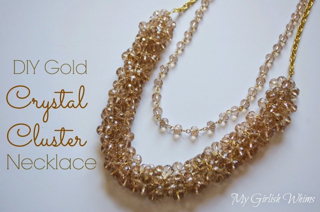 DIY Gold Crystal Cluster Necklace
