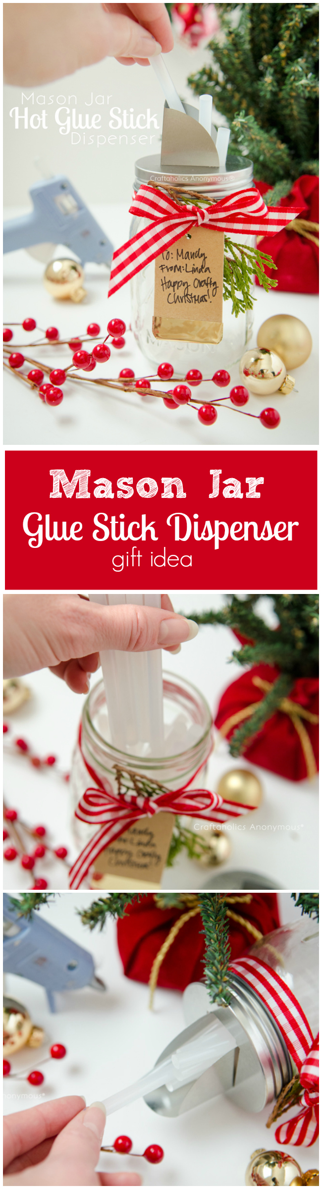Handmade Christmas Gift || Mason jar glue stick dispenser || Easy gift idea Handmade Christmas Gift || Mason jar glue stick dispenser || Easy gift idea