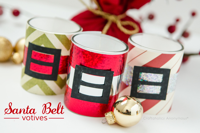 Santa Belt Votives. These make fabulous handmade gifts and holiday party favors!