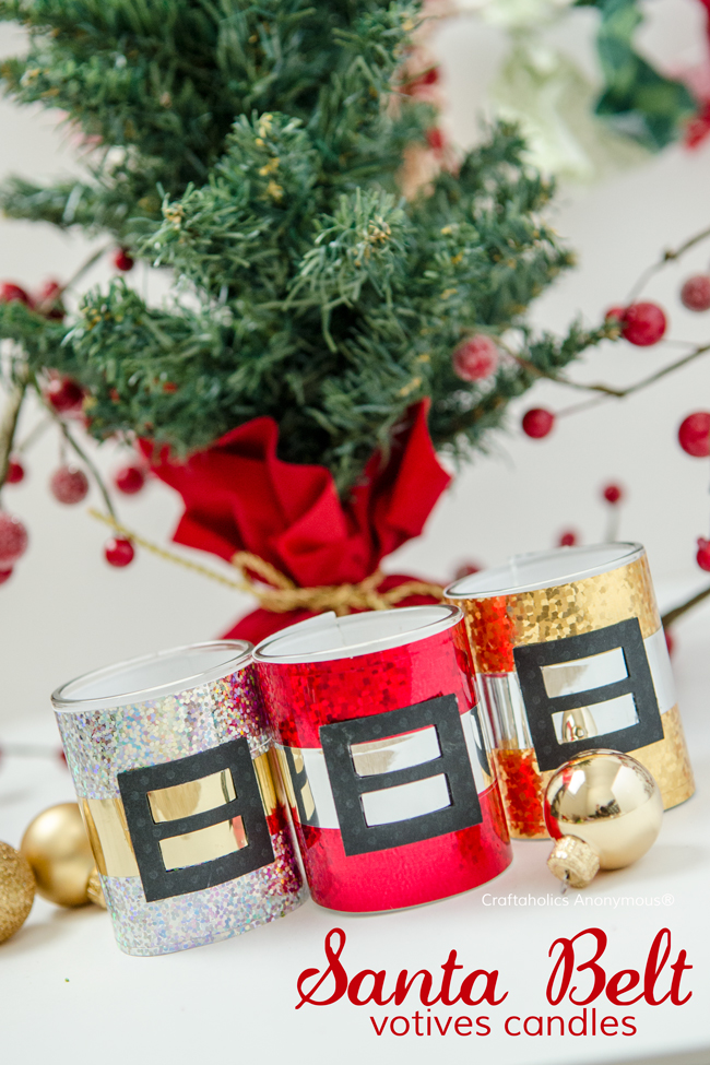 Santa Belt Candle holders. Super cute and so easy to make! Great DIY gift idea or party favor.