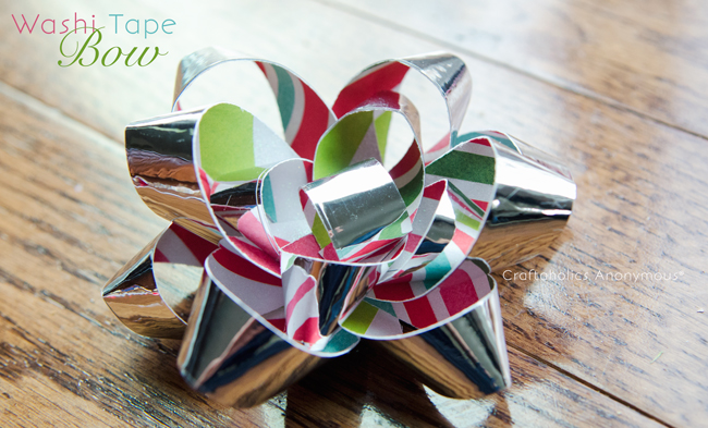 Washi tape bows. Great for gift giving any time of the year! No need to run to the store when you can make your own with paper and tape.