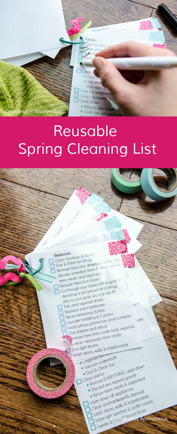 Reusable Spring Cleaning list || Love this idea so house gets completely cleaned year after year.