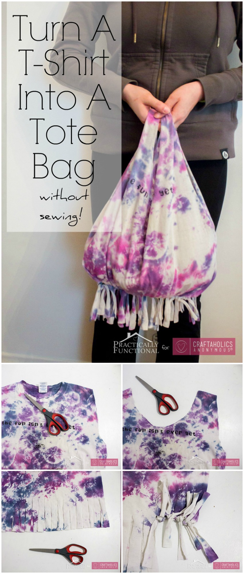 Shirt to Bag DIY | No sew | Sarah A - YouTube