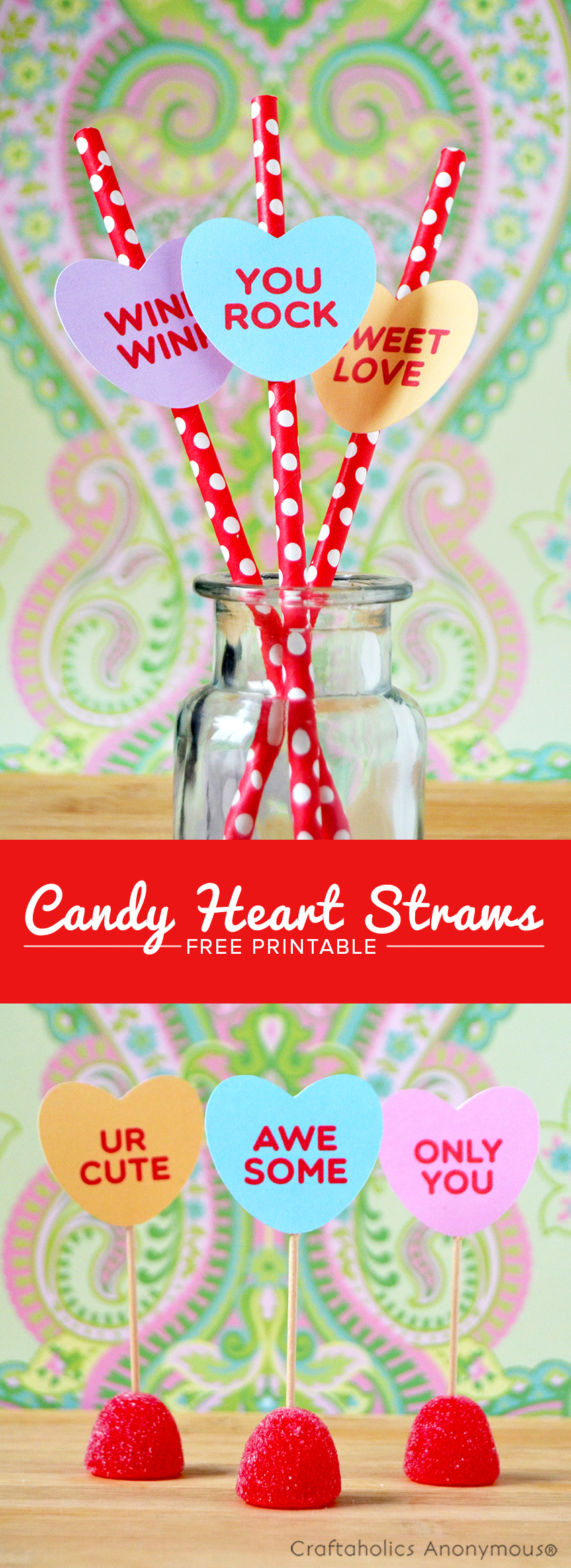 Free Candy Hearts Printable || So many ways you can use this free valentine's Day Printable!