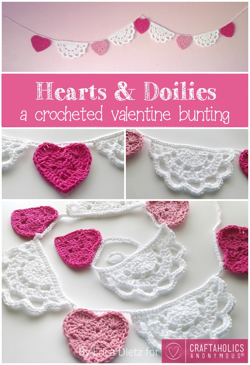 Hearts and Doilies Crochet Valentine Bunting Tutorial || This would be super cute for a DIY wedding!