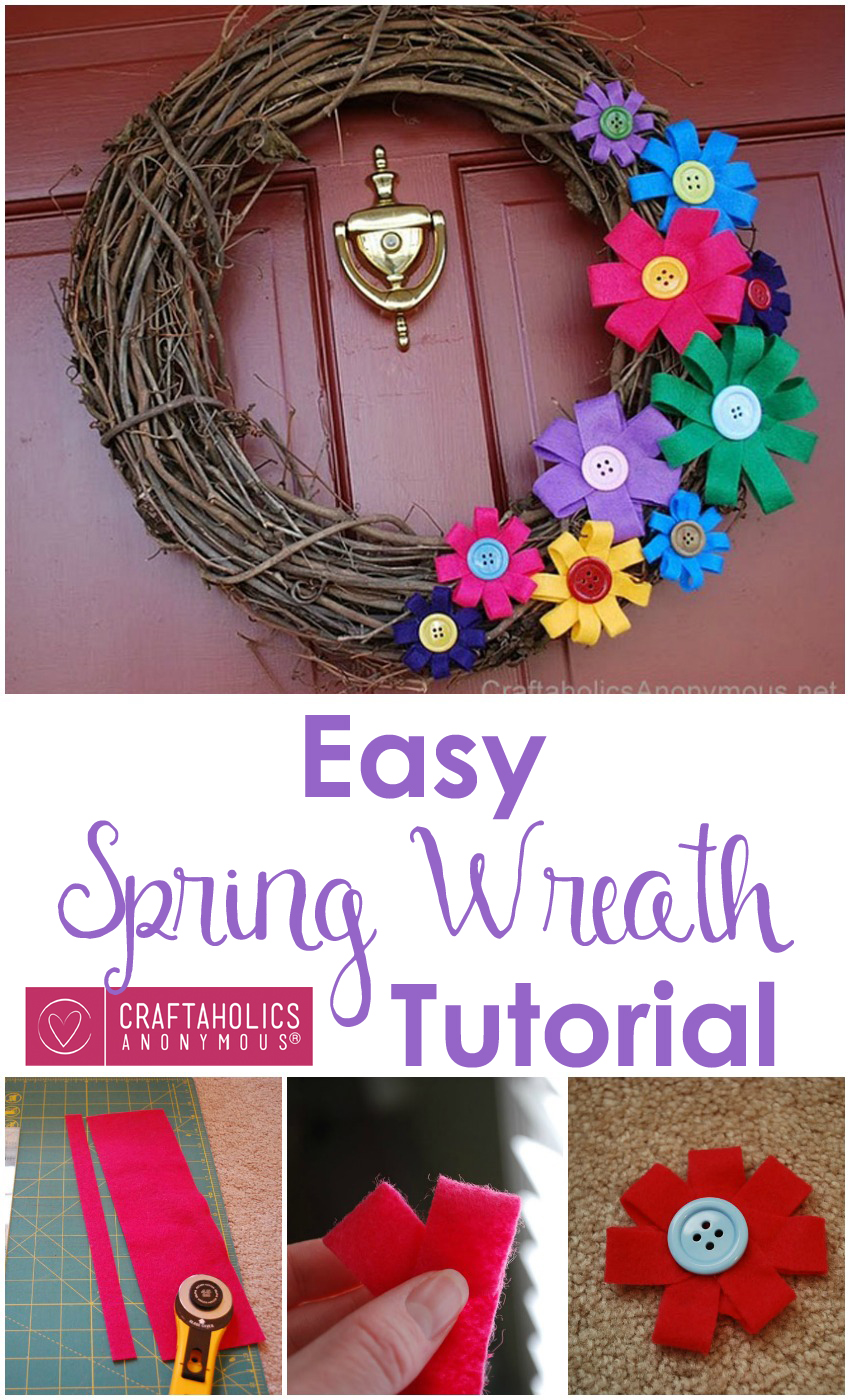 Easy Spring Wreath - Just a few easy steps to make this cute colorful wreath!  Craftaholics Anonymous®