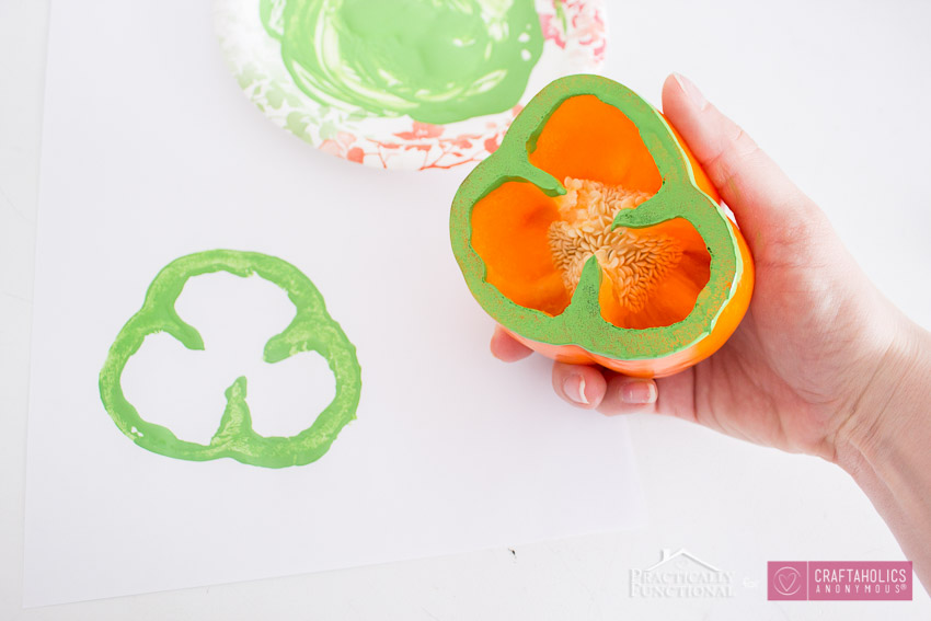 Bell pepper stamps for kids || St. Patrick's day kids craft idea