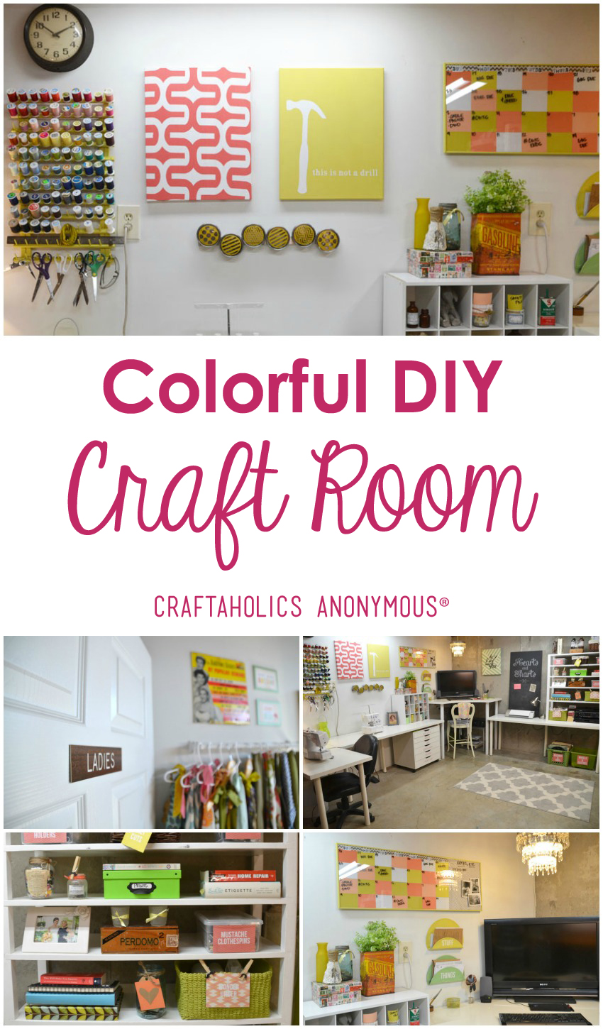 Craft Room Tour / Check out this colorful and fun craft room that Dena of Hearts and Sharts DIY'd completely from scratch!