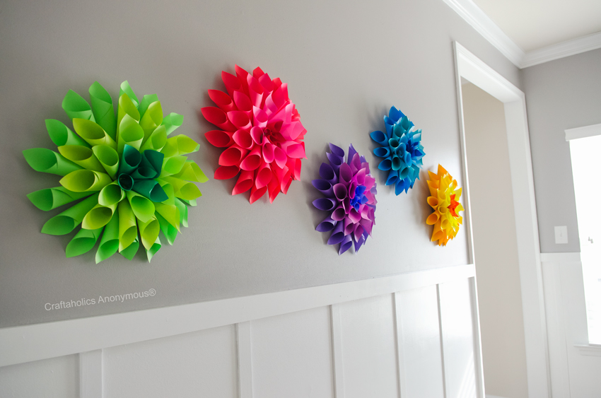 Rainbow Paper flowers || Pretty Dahlias that are easy to make and look great on any wall