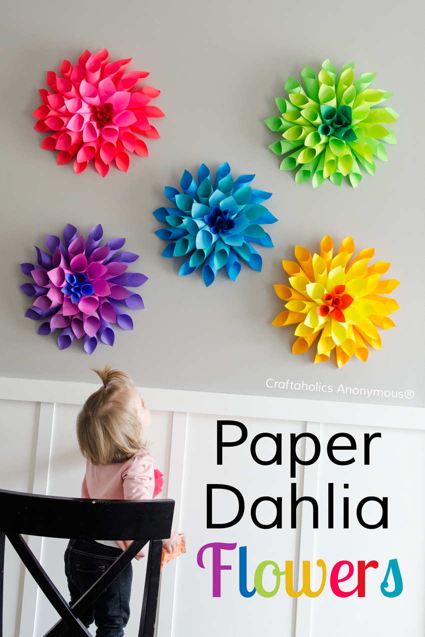 Rainbow Paper Dahlia flowers || Great Spring craft idea that kids can help make