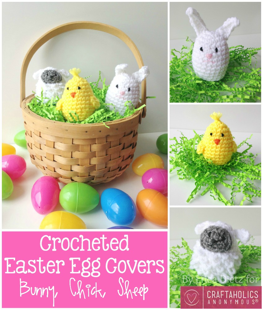 Crocheted Easter Egg Covers || Free crochet patterns for Bunny, Chick, and sheep