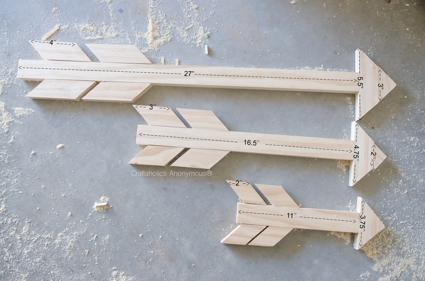 Wood Arrow measurements for 3 different size arrows