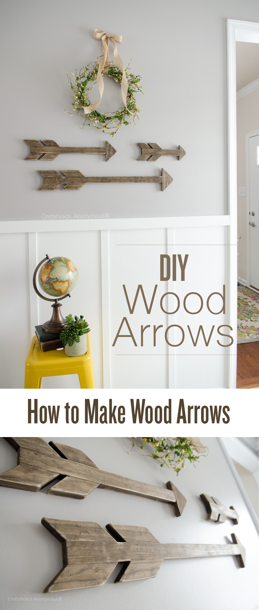 How To's for Wood Arrows || Tips, tricks, measurements, etc. Arrows are fun for walls, mantels, shelves, etc