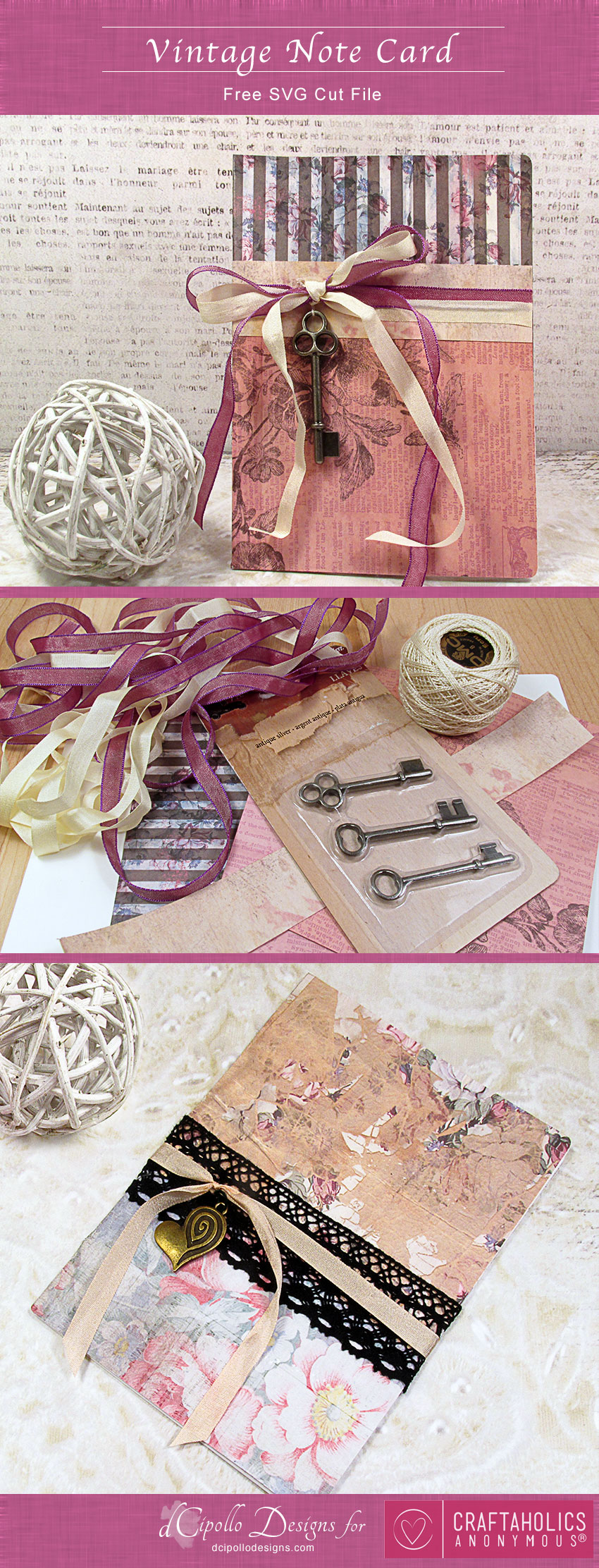 Vintage Note Card SVG Print and Cut dCipollo Designs