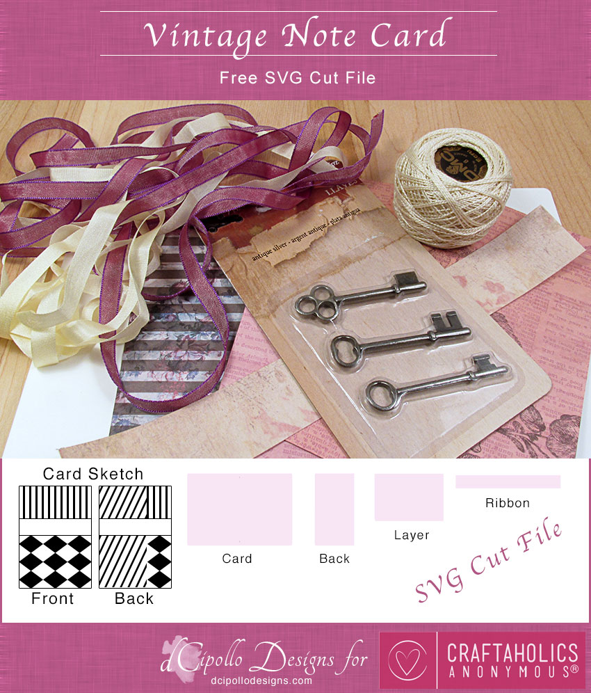 Vintage Note Card SVG Print and Cut dCipollo Designs