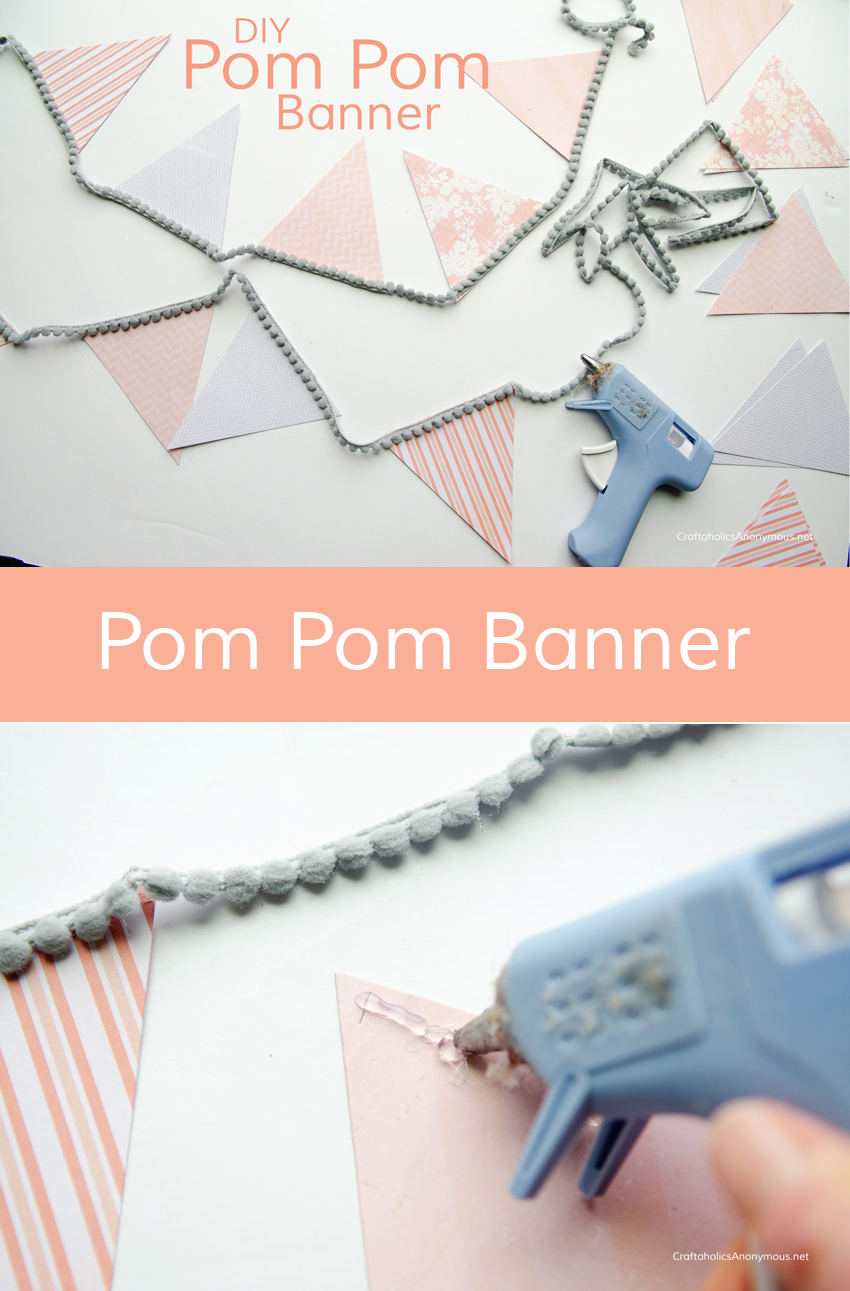 Cute paper pennant banner idea || use mini pom pom trim or ric rac. Love this idea!