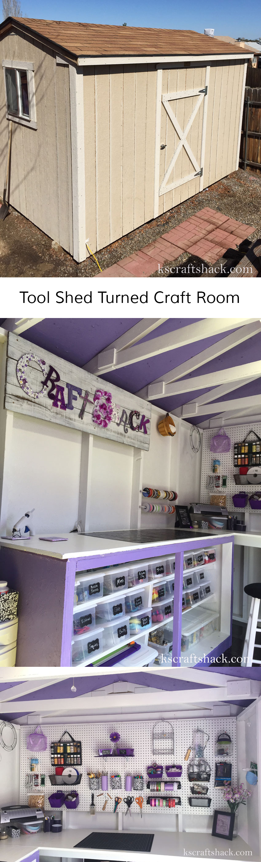 Tool Shed Turned Craft Room || Great way to have a craft room when there's no room in the house.