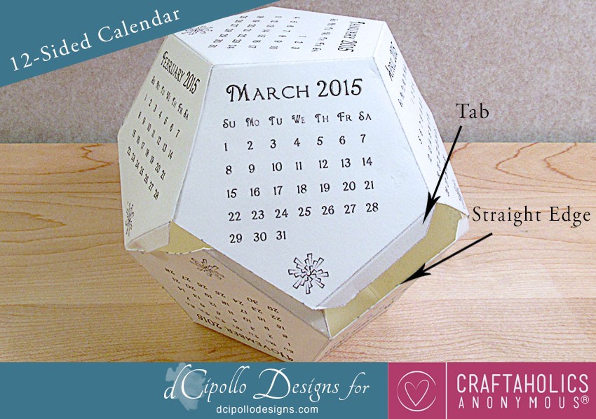 12-Sided Calendar 2015 SVG Cut File dCipollo Designs