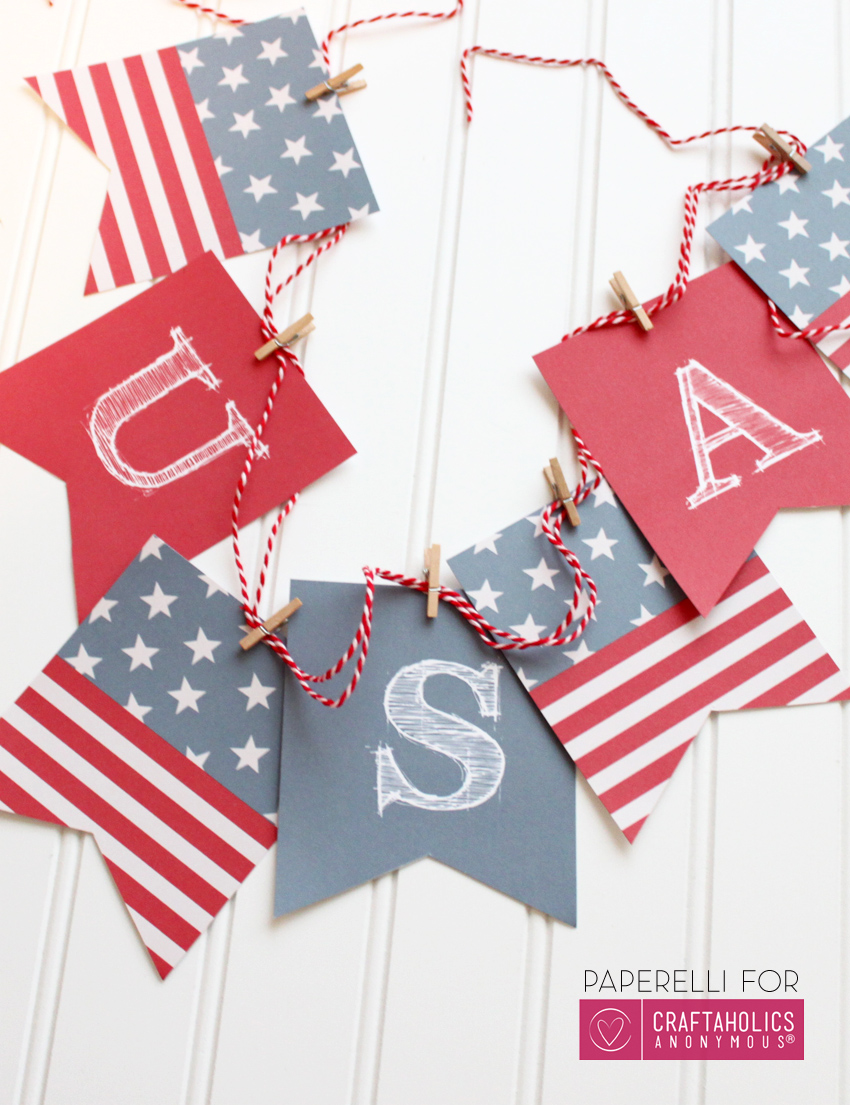 Patriotic Printable Banner by Paperelli | Craftaholics Anonymous