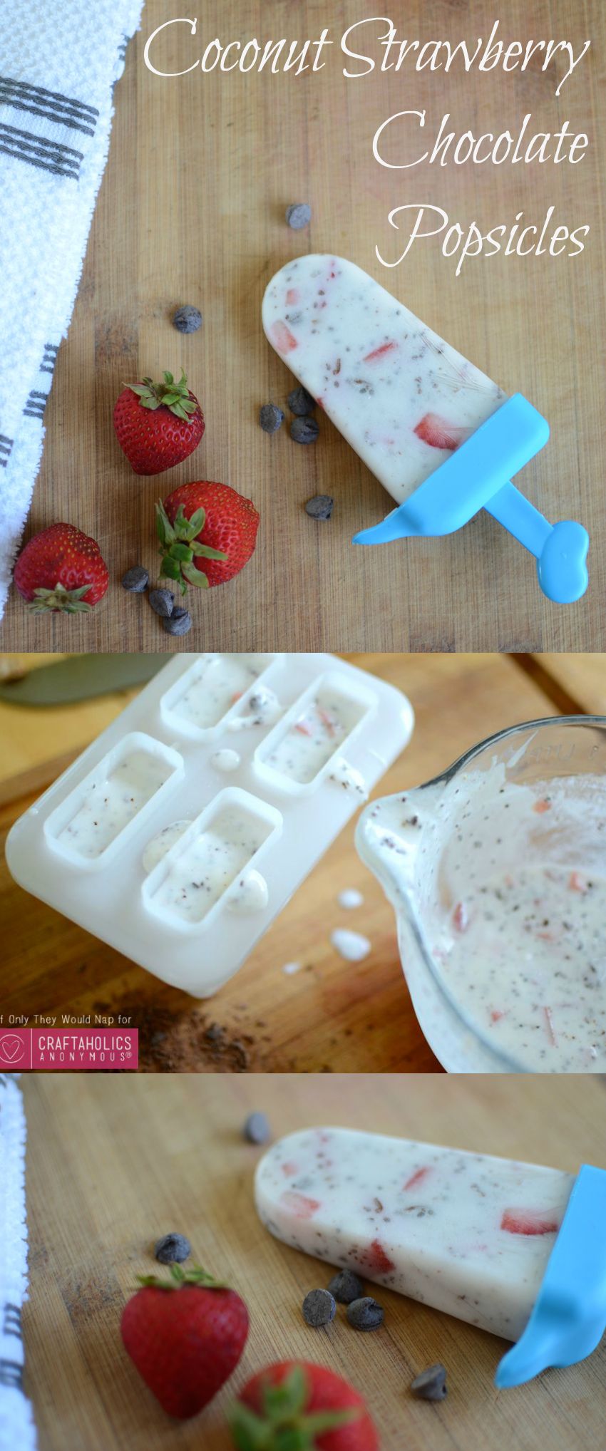 Coconut Strawberry Chocolate Popsicles - easy to make and good for you! | Craftaholics Anonymous®
