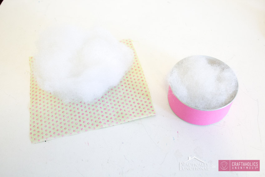 easy craft: tin can pin cushion