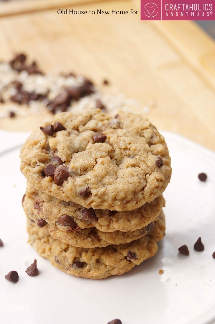 Delicious Soft and Chewy Peanut Butter Oatmeal Chocolate Chip Cookies! No mixer required!