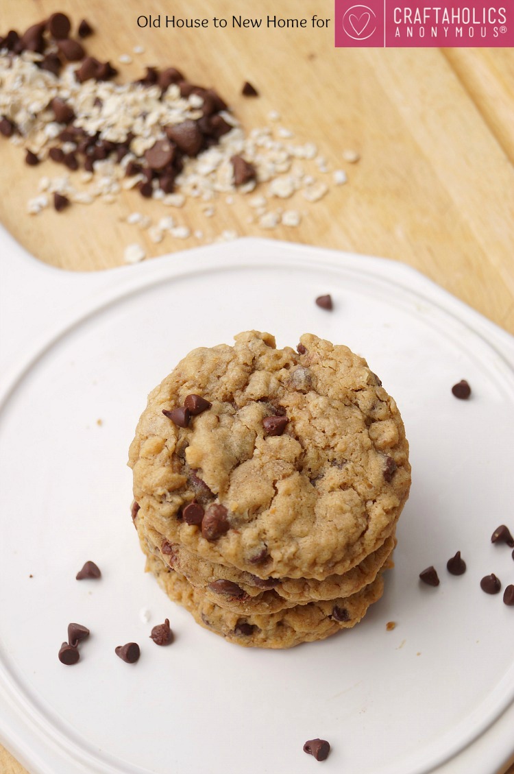 Delicious Soft and Chewy Peanut Butter Oatmeal Chocolate Chip Cookies! No mixer required!