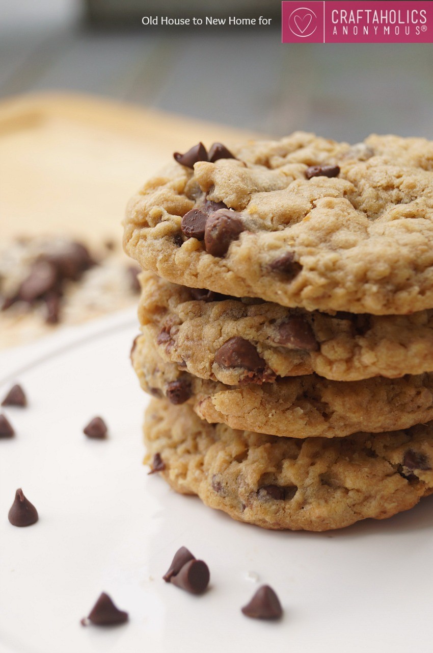 Delicious Soft and Chewy Peanut Butter Oatmeal Chocolate Chip Cookies! No mixer required!