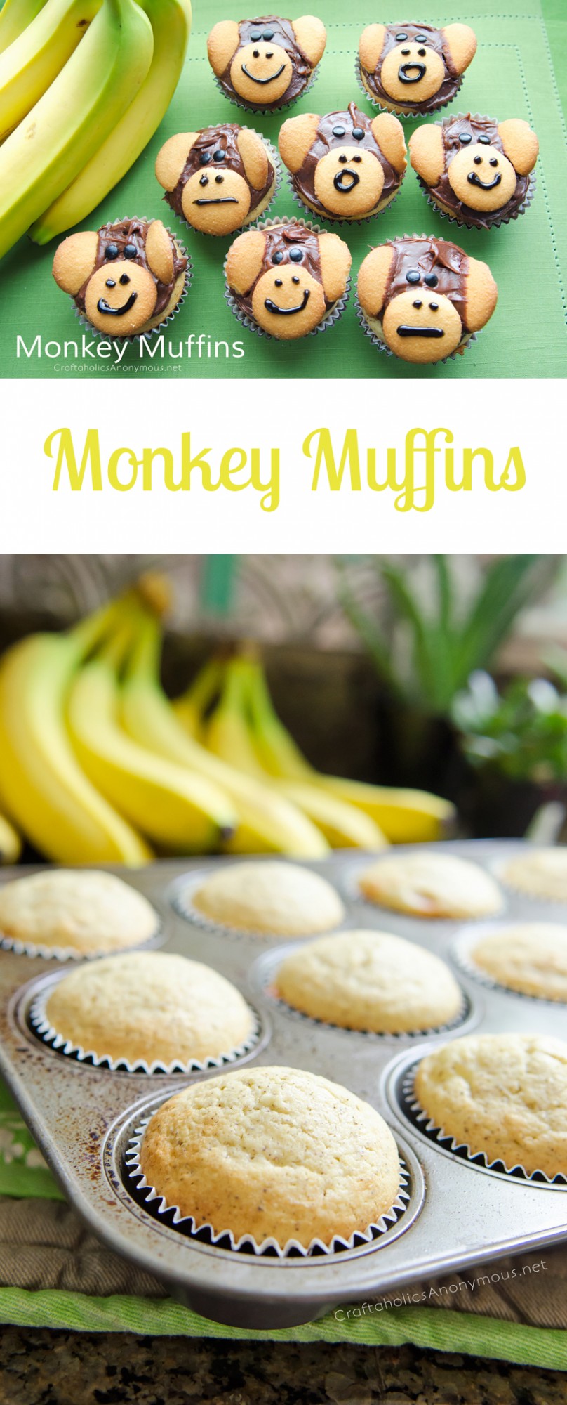 Monkey Muffins || Perfect for a Rainforest themed preschool or snack time for kids!