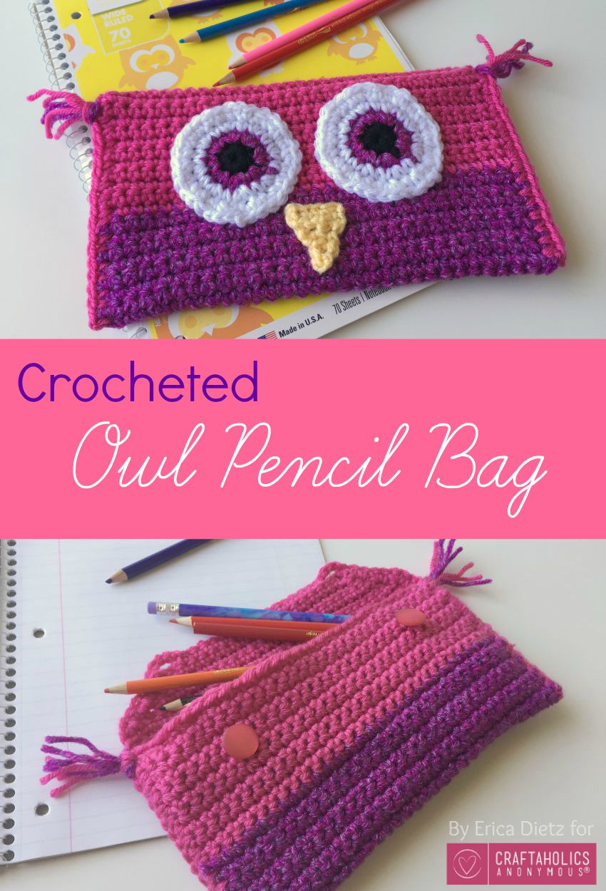 Crocheted Owl Pencil Bag