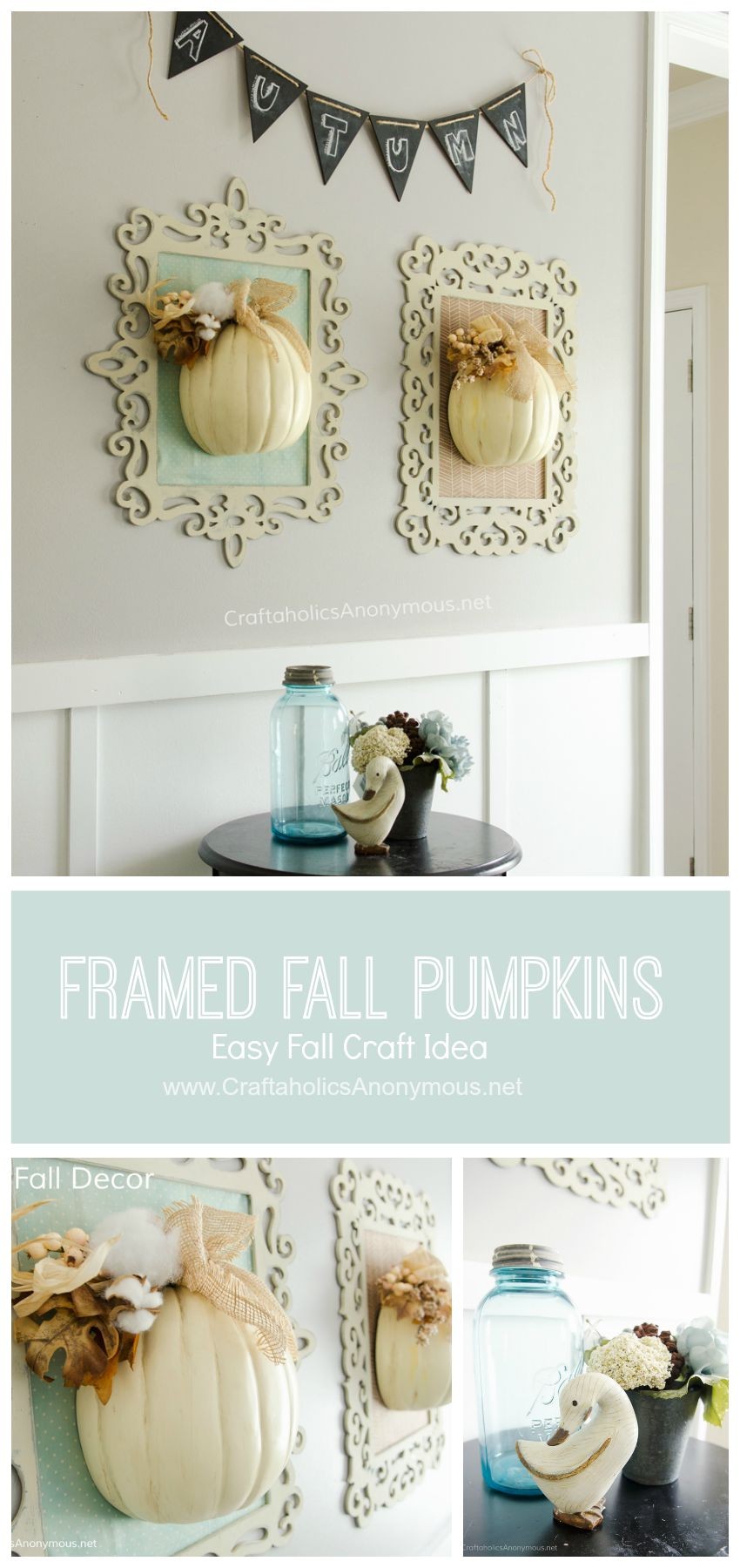 Framed Fall Pumpkins collage || This is a great way to use those fun curvy frames!