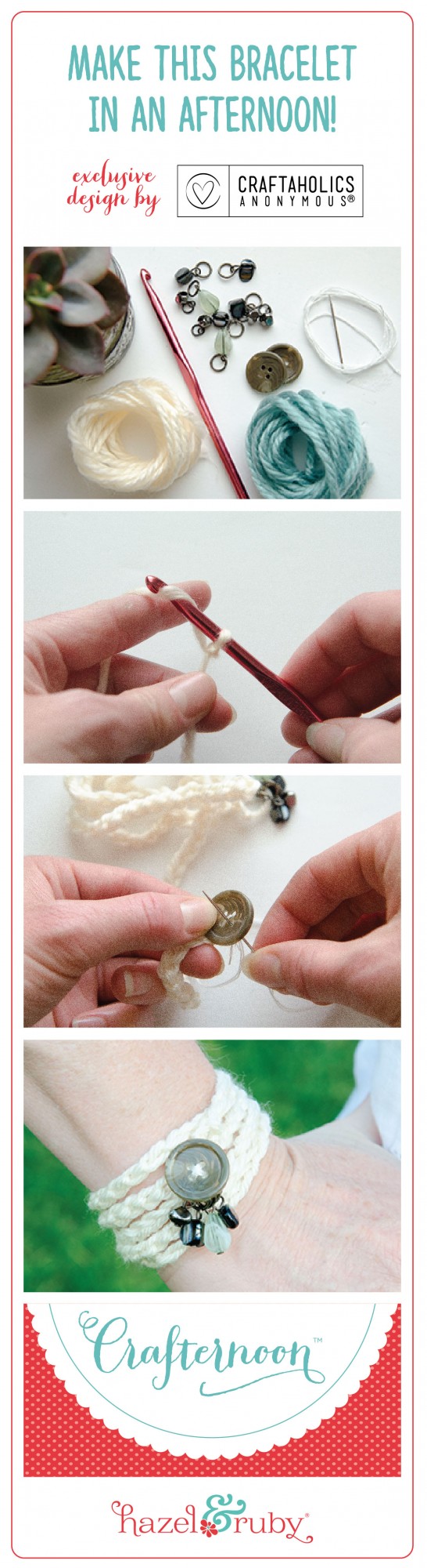 Learn how to crochet in an afternoon with this Easy Crochet Wrap Bracelet kit!