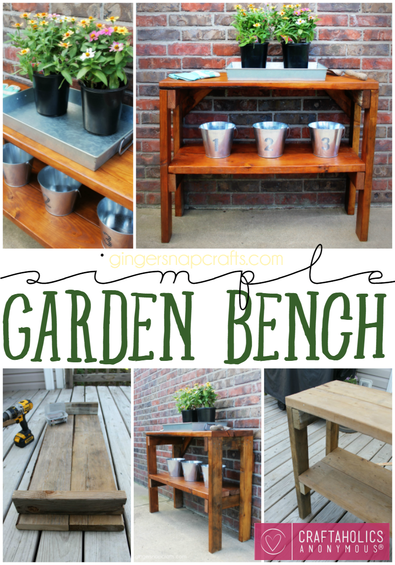 Simple Garden Bench at GingerSnapCrafts.com #DIY