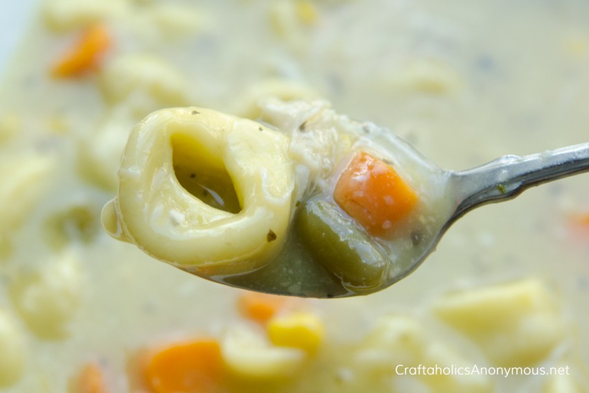 Homemade chicken tortellini soup