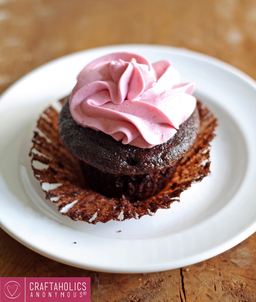 Chocolate Cupcakes with Blueberry Buttercream Frosting