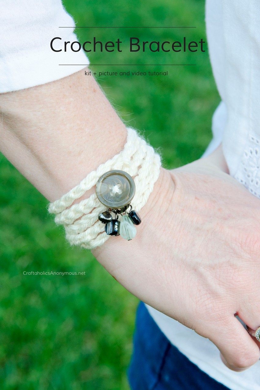 How to make Crochet Bracelet craft kit. Link has free video tutorial.